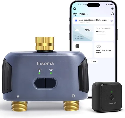 Miniatura 10 de WiFi Water Timer for Garden Hose with Brass Inlet,Smart Hose Timer with WiFi Hub, APP & Voice Control,Up to 20 Watering Plans, 2-Zone Sprinkler Drip