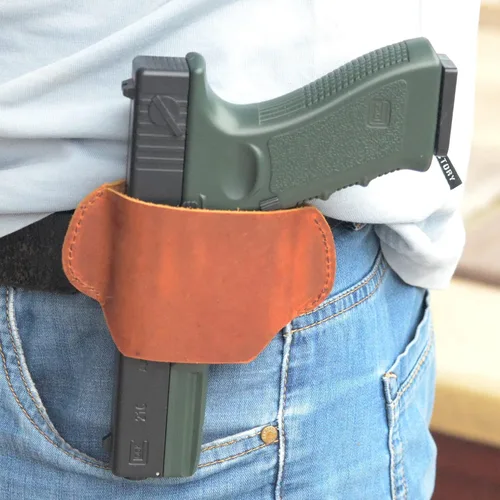 Miniatura 4 de Funda de cuero para cinturón deslizante, funda de pistola de cuero genuino para OWB IWB IWB Funda universal para pistola para zurdos y diestros