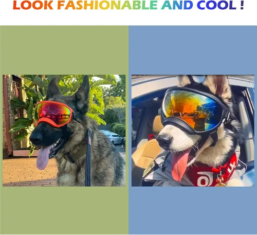 Miniatura 6 de Gafas de sol grandes para perros, con correa ajustable, protección UV, a prueba de vino, para perros y cachorros, adecuadas para perros medianos