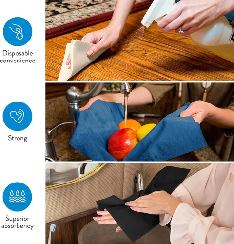 Miniatura 4 de AMERICAN HOMESTEAD - Toallas de mano desechables – Servilletas de invitados similares al lino negro – Toallas de papel de baño premium