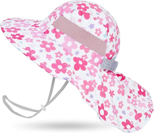 Miniatura 35 de Sombrero de sol para niños, protección UV, unicornio, verano, playa, jugar con ala ancha, solapa para el cuello para niñas y niños