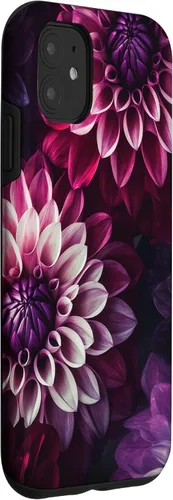 Miniatura 3 de iPhone 11 Dahlia Flower Floral Nature Garden Funda con diseño granate rosa y morado