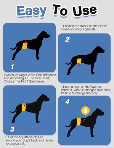 Miniatura 5 de Dono Pañales desechables para perros machos, superabsorbentes, para perros pequeños a grandes, a prueba de fugas en 360° con indicador de humedad