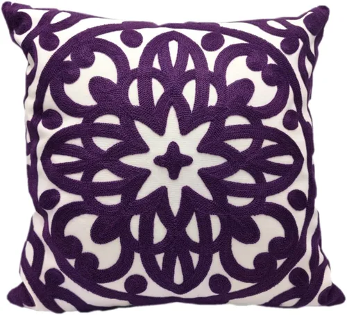 Miniatura 20 de Alysheer - Funda de almohada lumbar decorativa bordada 12" x 20", patrón de bordado clásico Boho Mandala, funda de cojín rectangular de algodón