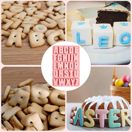 Miniatura 4 de Molde de letras de silicona para chocolate, 26 cavidades, plantillas de alfabeto, antiadherentes, plantillas de chocolate, bandejas de silicona