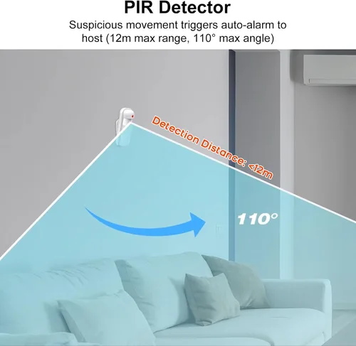 Miniatura 5 de Sistema de seguridad inalámbrico para el hogar, kit de bricolaje de 21 piezas con sensores de movimiento, botón SOS, control remoto, sensores