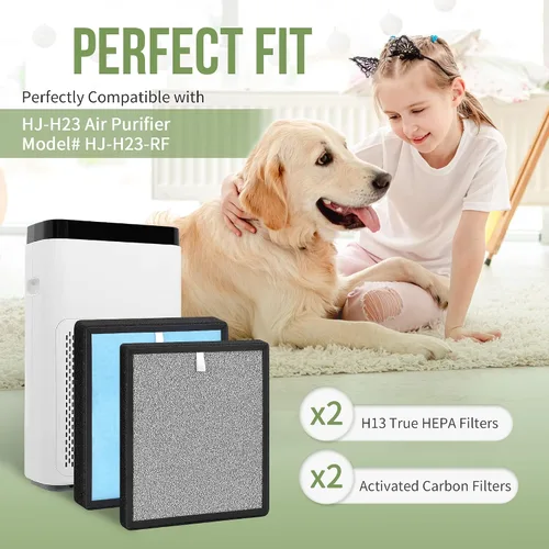 Miniatura 2 de Filtro de repuesto HJ-H23 compatible con Hejiko HJ-H23 Air Pu-rifier, combina con el modelo No. HJ-H23-RF, 2 juegos de filtros HJ-H23 extraíbles que