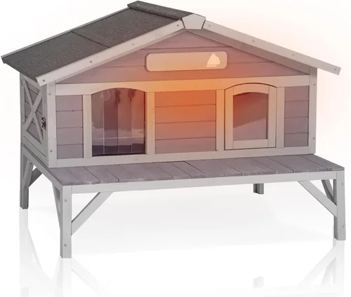 Miniatura 7 de Casa de Gatos al Aire Libre con Forro Aislado Resistente a la Intemperie para Gatos Salvajes para el Invierno