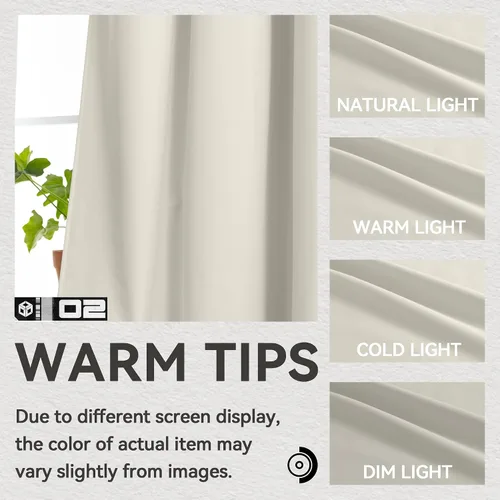 Miniatura 6 de NFPA701 Cortinas estándar ignífugas sin flúor de 63 pulgadas, 2 paneles, cortinas 100% opacas para dormitorio, sala de estar, cortina