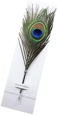 Juego de bolígrafos de plumas de pavo real, bolígrafo de plumas de escritura vintage como regalo de cumpleaños y Navidad para todos (bolígrafo de