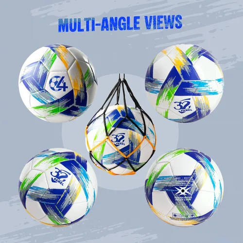 Miniatura 5 de Balón de Fútbol Tamaño 5 Tamaño 4 con Bomba Desinflada, Diseño Multicolor Vibrante, Brillante Tri-Color para Entrenamiento en Interiores/Exteriores