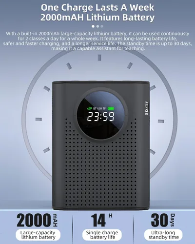 Miniatura 4 de Amplificador de voz S67 Micrófono inalámbrico para profesores en el aula recargable, mini micrófono de solapa Lavalier, sistema PA de altavoz