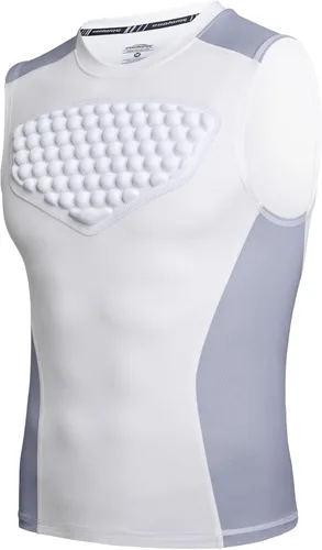COOLOMG Protector de pecho de béisbol juvenil Softbol Camisa acolchada Protector de corazón Protección del esternón para fútbol lacrosse Gris-blanco
