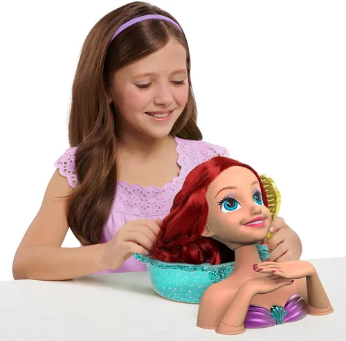 Miniatura 2 de Disney Princess Shimmer Spa Ariel - Cabezal de peinado de 8 pulgadas, 20 piezas, pelo rojo, juego de simulación, juguetes para niños a partir de 3