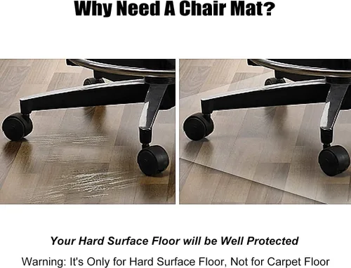 Miniatura 3 de Tapete para silla de oficina para suelos de madera dura, 36 x 48 pulgadas, tapete transparente para sillas rodantes, protectores de suelo de madera