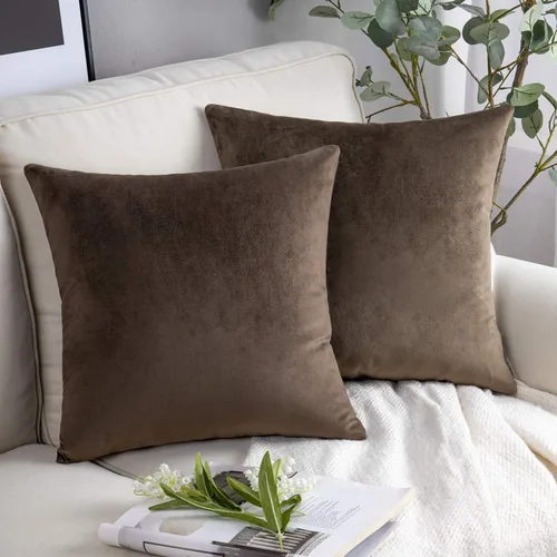 Miniatura 39 de Phantoscope Paquete de 2 Fundas de Cojín Decorativas de Terciopelo Suaves Sólidas Cuadradas para Sofá Color Taupe 22 x 22 pulgadas 55 x 55 cm Gris