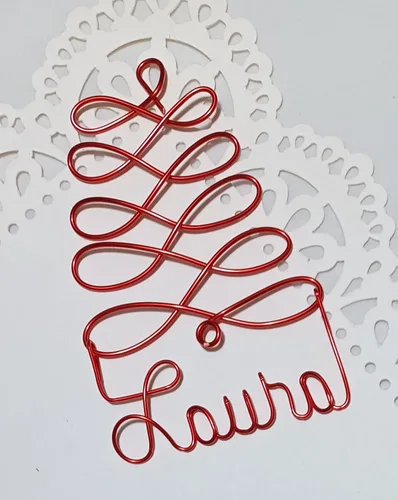 Miniatura 5 de Adornos de Navidad personalizados, árbol plateado, dorado o rojo con cualquier nombre, etiqueta de nombre de regalo, adorno de nombre personalizado