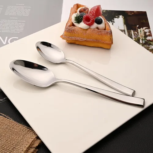 Miniatura 2 de Cucharas de cena de acero inoxidable 18/10, cucharas plateadas para comer sopa, cereales, cuchara de comida para uso diario