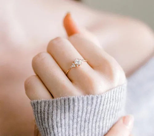 Miniatura 2 de Koguxuix Anillo vintage de oro anillo de compromiso con circonita cúbica y diamantes de cristal, anillo de boda de oro de 14 quilates Milgrain (7)