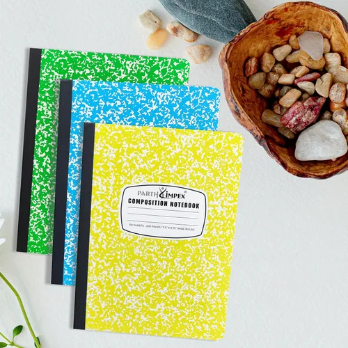 Miniatura 6 de PARTH iMPEX Paquete de 12 cuadernos de composición a granel con rayas anchas, 200 páginas (100 hojas), 9-3/4 x 7-1/2, cuadernos de tapa dura