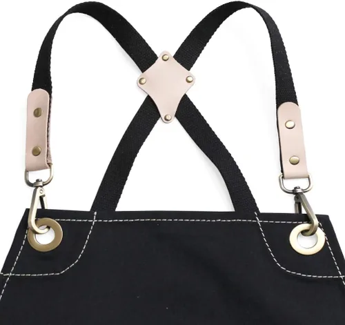 Miniatura 7 de Jeanerlor - Delantal de trabajo de lona con bolsillos, correas cruzadas en la espalda, diseño hasta XXXL