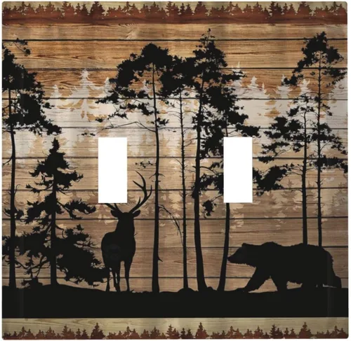Miniatura 67 de Cubiertas Decorativas para Placas de Interruptor Boho Country Eucalipto Rústico Acuarela Hojas Verdes 2 Gang Placa de Pared Cubierta de Placa