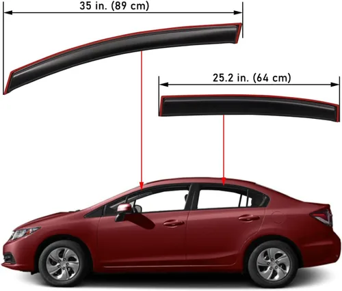 Miniatura 2 de Lightronic Visera de Ventana de Ventilación Automática Extra Duradera con Clip en Canal, Compatible con Honda Civic Sedan 2012-2015, Protector