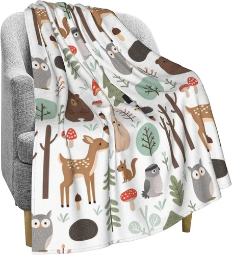 Miniatura 4 de Dujiea Manta de franela mullida de animales lindos de 40 x 50 pulgadas, manta súper suave y ligera para sofá, silla, acogedora manta de cama