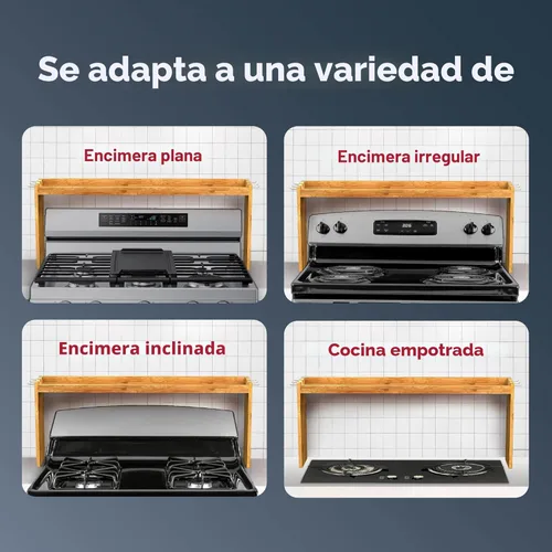 Miniatura 5 de IIIOIIIA Estante de Bambú Sobre la Estufa para Especias para Almacenamiento de Cocina, Organizador de Especiero de Cocina de 31.5", Estante Superior