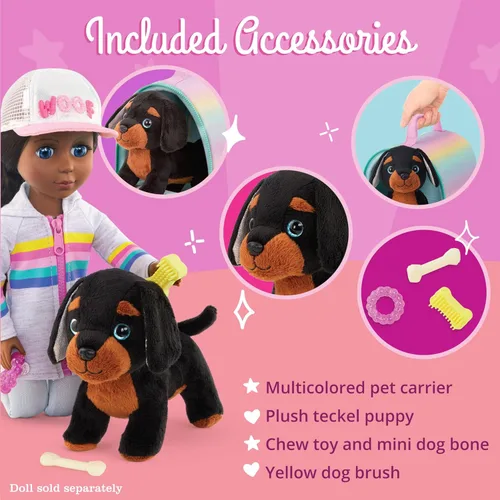 Miniatura 3 de Glitter Girls Accesorios para muñecas de 14 pulgadas - Perro de peluche y transportador - Accesorios para muñecas - Teckel Puppy 3+ años - Juego