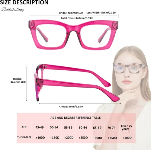 Miniatura 5 de Paquete de 3 lentes de lectura cuadrados para computadora con bisagra de resorte, bloqueo de luz azul, para mujeres y hombres