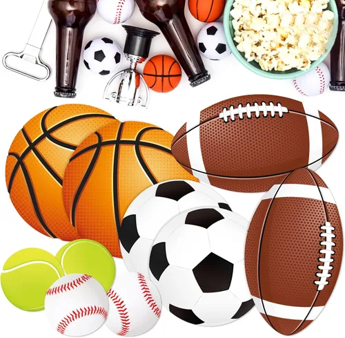 Miniatura 7 de Paquete de 39 recortes deportivos – Tablón de anuncios recortado para fiestas, decoración de aula, recortes de juegos de fútbol con puntos