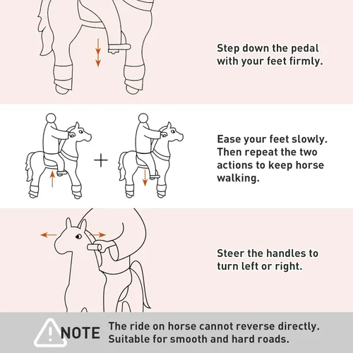 Miniatura 8 de Juguete de caballo para niños que montan a caballo, poni, ciclo, mecánico, acción de caminar, animal de peluche para 4 a 9 años, sin batería ni
