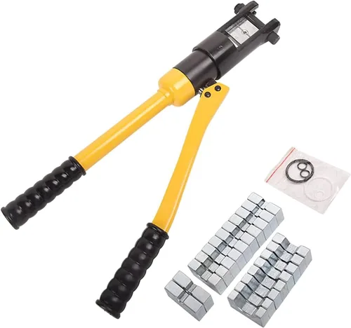 Miniatura 7 de Herramienta de Crimpado Hidráulico de 10 Toneladas - Kit de Crimpado de Cables de Batería y Terminales de 12 AWG a 2/0 AWG con 9 Pares de Troqueles