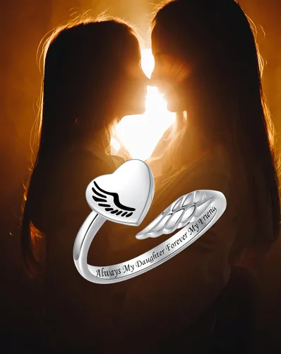 Miniatura 6 de Anillo inspirador de plata de ley 925, diseño de alas de ángel, personalidad, motivación, regalo para adolescentes, niñas, mujeres hijas
