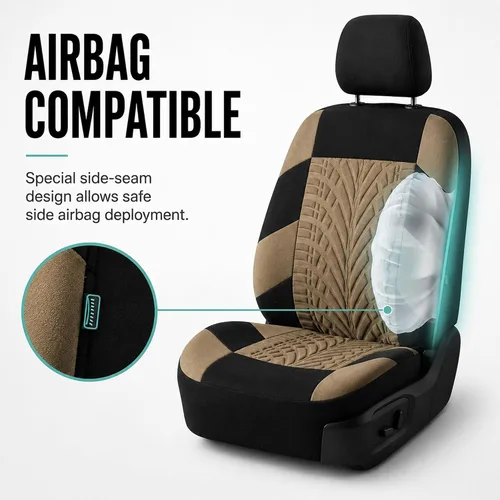 Miniatura 4 de FH Group - Juego de fundas de asiento delantero de automóvil de tela de alta calidad, para asientos con respaldo bajo con reposacabezas extraíble