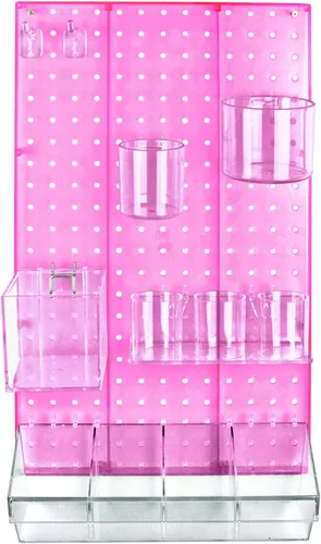 Miniatura 5 de Azar Displays 900942-GRE Kit organizador de pared multiusos de 12 piezas con un panel y surtido de accesorios: ganchos divisores, cilindros y tazas