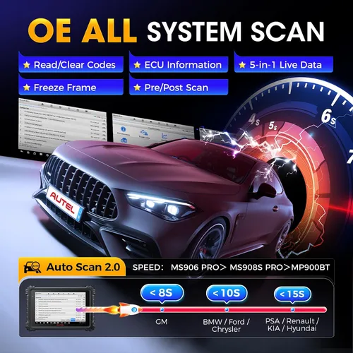 Miniatura 6 de Autel Escáner MaxiSys MS906 PRO, MS906Pro 2026 Igual que MS906 MAX con codificación ECU, V2.0 de MS906BT MP900BT, Lite de Elite II PRO, CAN FD DoIP