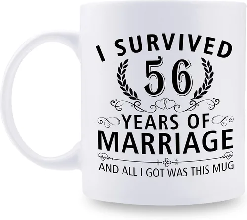 Miniatura 52 de Taza de café de 11 onzas con texto en inglés "I Survived 50 Years of Marriage and All I Got Was This Cup" para el 50 aniversario de boda y para él