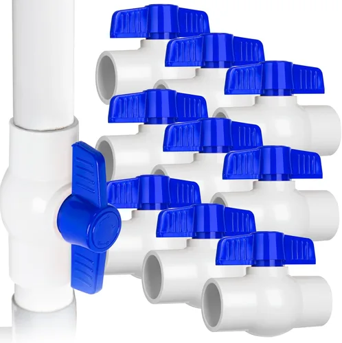 Miniatura 10 de Válvula de bola de PVC de 1 pulgada, enchufe de válvulas de bola de cierre con asas en T azules de fácil giro, válvula de PVC deslizante