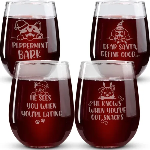 Miniatura 15 de Copas de vino de Navidad – Vaso de supervivencia navideño, está empezando a costar mucho como copas de vino sin tallo de Navidad, juego de 2 copas