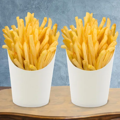Miniatura 7 de BLUE TOP 30 tazas de papel blanco de 14 onzas con 100 púas de nudo de bambú de 4.7 pulgadas para aperitivos y frutas Púas de brocheta de nudo