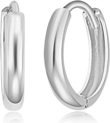 Miniatura 2 de 14k REAL Yellow OR White Gold 2mm Thickness Huggie Earrings (10 x 10 mm)