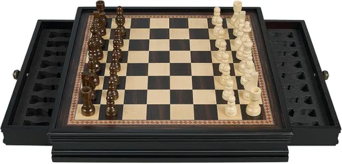 Miniatura 3 de BIVOMON Juego de ajedrez de madera de 12.5 pulgadas, piezas de ajedrez magnéticas con 2 cajones de almacenamiento integrados - juego de tablero