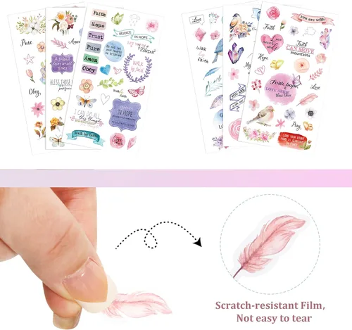 Miniatura 4 de 30 hojas de calcomanías cristianas para diario, versículos bíblicos, álbumes de recortes de Jesús, fe, sellos, manualidades, calcomanías