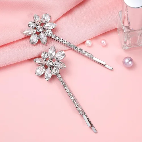 Miniatura 9 de Lurrose Pinzas Bobby con diamantes de imitación: horquillas decorativas para el cabello de las mujeres - Clip de pelo de novia para mujeres y niñas