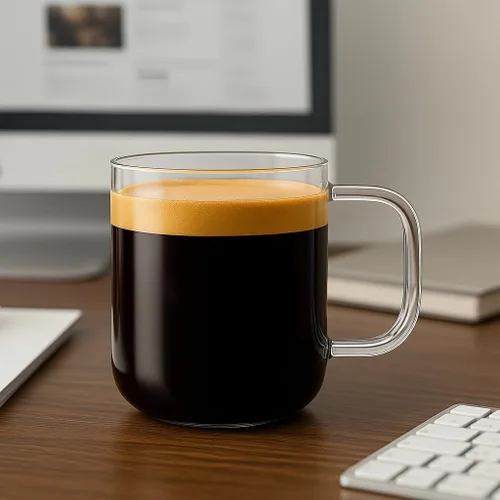 Miniatura 4 de Aquach Juego de 2 tazas de vidrio de 16 onzas, grandes tazas de vidrio transparente con asa para café caliente/frío, té, bebidas y vasos para beber
