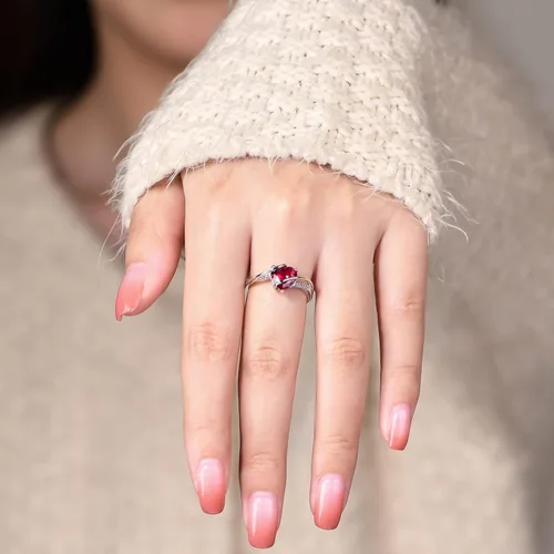Miniatura 3 de ATTA GEMS Anillos de plata de ley para mujer, anillos de rubí rojo para mujeres y niñas, anillos de plata 925, delicado anillo de piedra natal