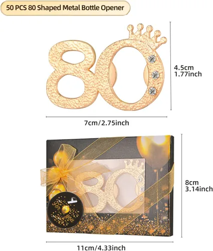 Miniatura 2 de 50 paquetes de 80 abrebotellas para fiestas de cumpleaños de 80 años, regalos o recuerdos para invitados, 80 aniversario de boda, fiesta
