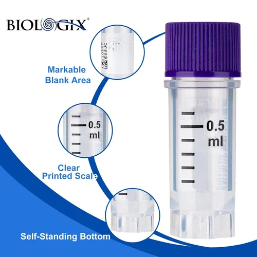 Miniatura 4 de Cryoviales de 0.0 fl oz, 25Pcs Cryotubes con código de barras lateral, frascos de esterilización con rosca externa, tubos de muestra con tapas Azul